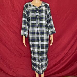 Vermont Country Store Portuguese Cotton Flannel Nightshirt Sleep Dress Small
